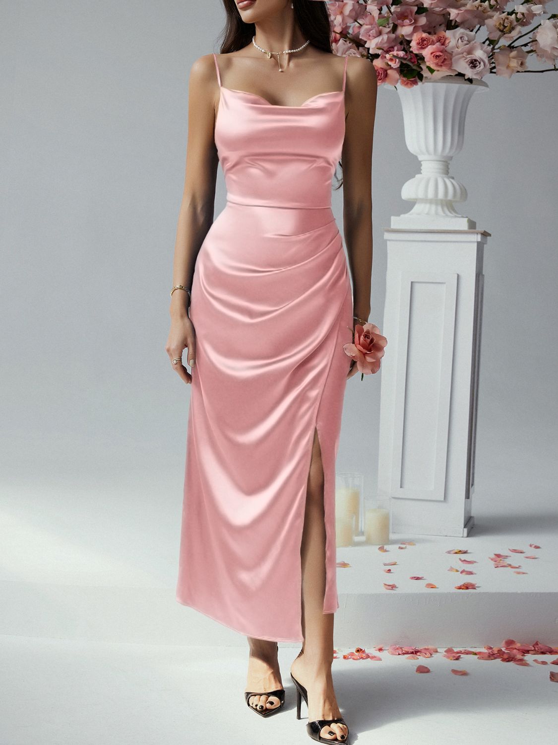 Devine Slit Ruched Maxi Dress - Dress - Lanamoore