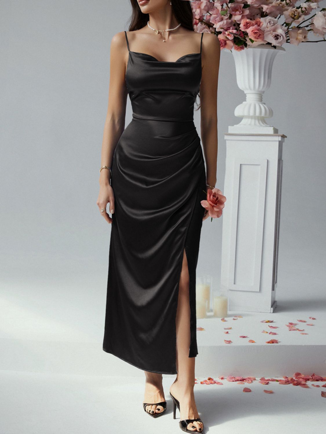 Devine Slit Ruched Maxi Dress - Dress - Lanamoore