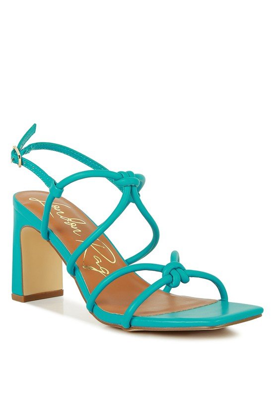 Kralor Knotted Strap Italian Block Heel Sandals - Lanamoore