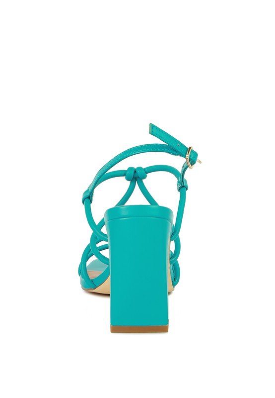 Kralor Knotted Strap Italian Block Heel Sandals - Lanamoore