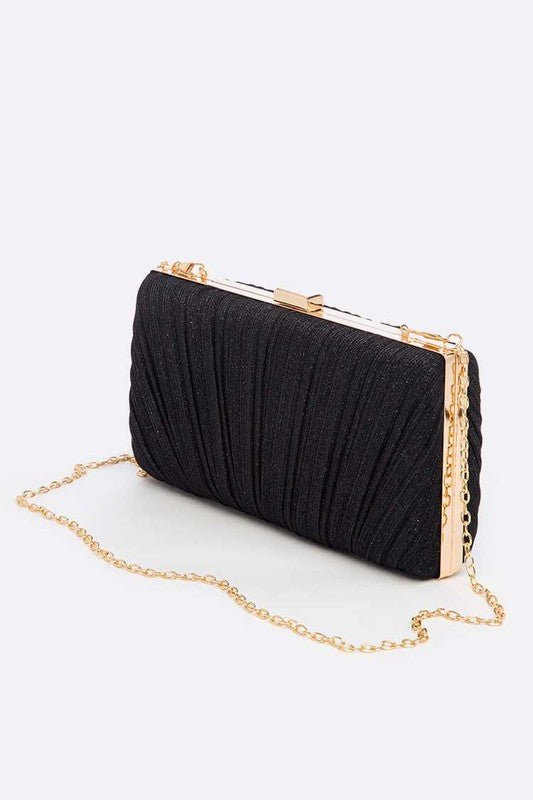 Metallic Pleated Box Clutch - Lanamoore