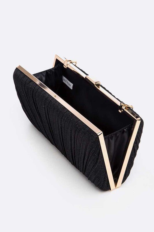 Metallic Pleated Box Clutch - Lanamoore