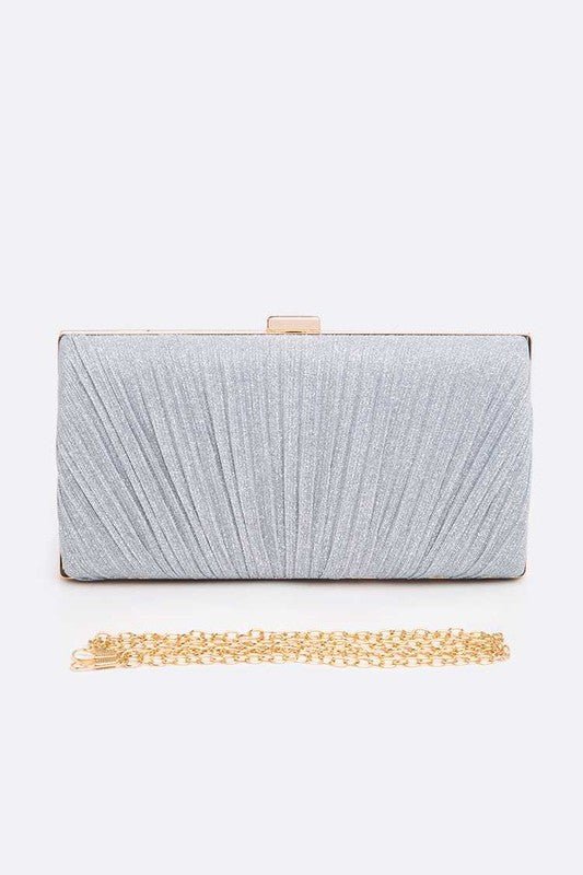 Metallic Pleated Box Clutch - Lanamoore
