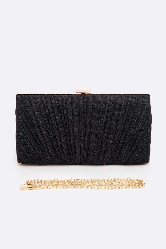 Metallic Pleated Box Clutch - Lanamoore