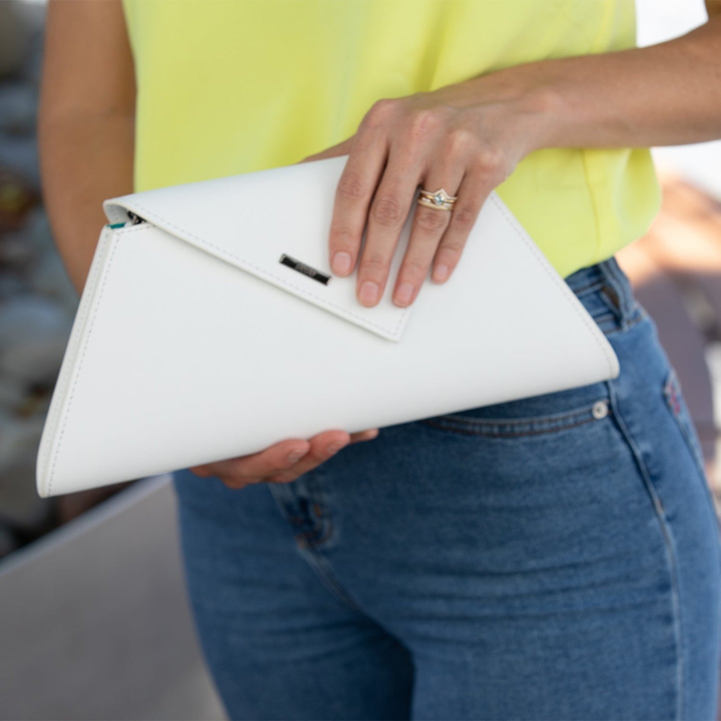 Raleigh White Leather Clutch Bag - Bags & Luggage - Women's Bags - Clutches - Lanamoore