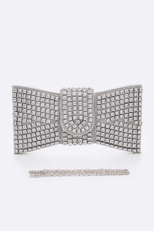Rhinestone Bowtie Clutch Bag - Lanamoore