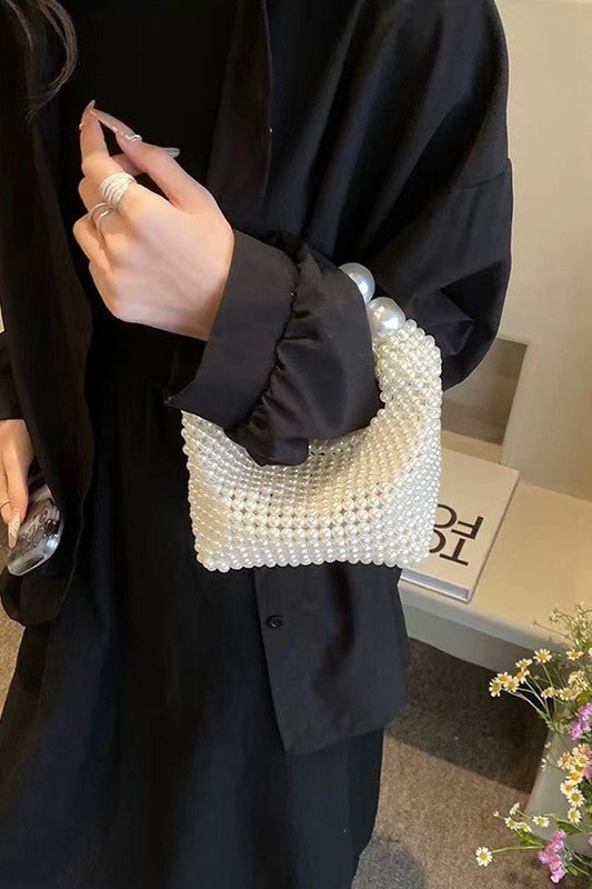 Weaved Pearl Handle Mini Clutch - Lanamoore
