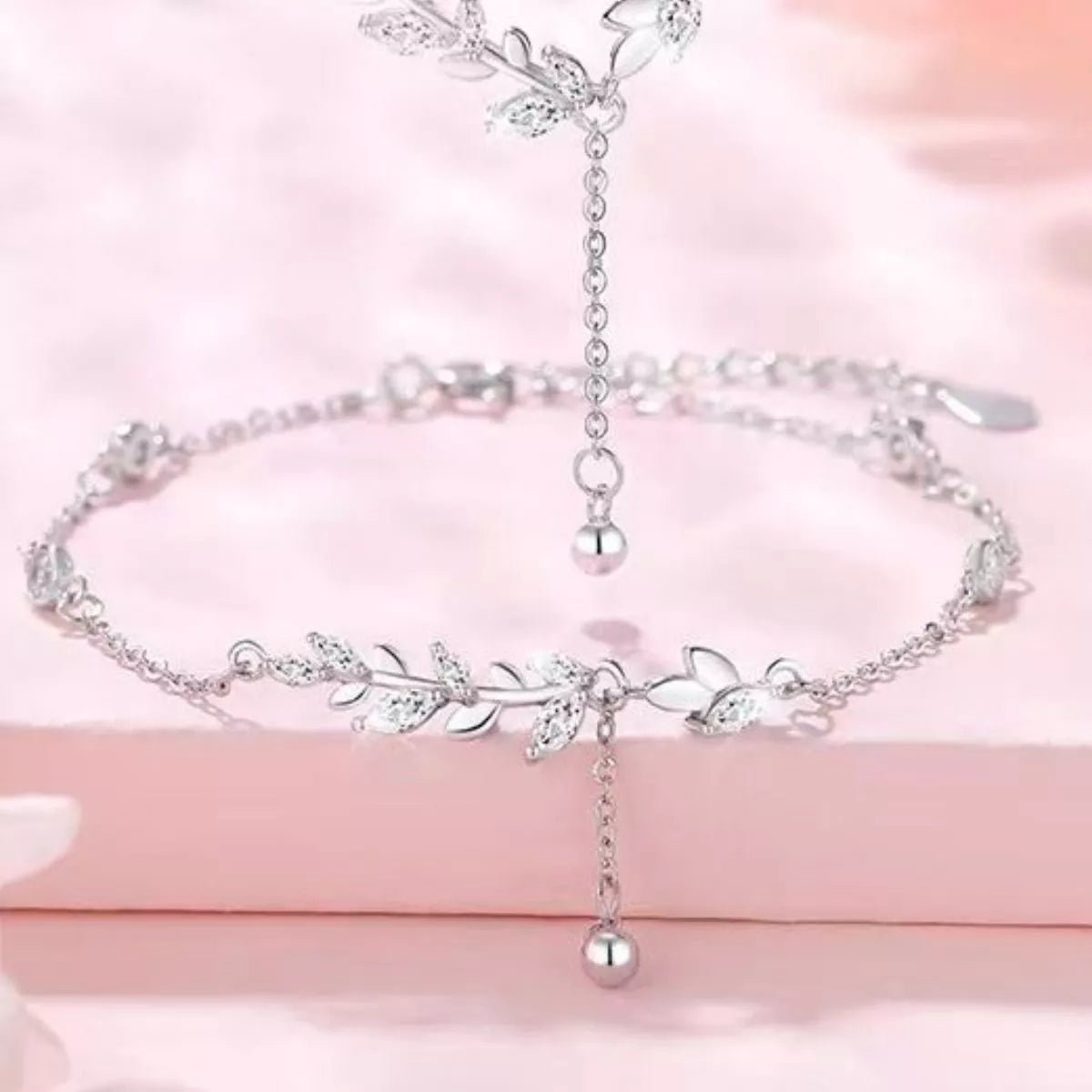 925 Sterling Silver Leaf Bracelet-Jewelry & Accessories - Fine Jewelry - Earrings-Lanamoore