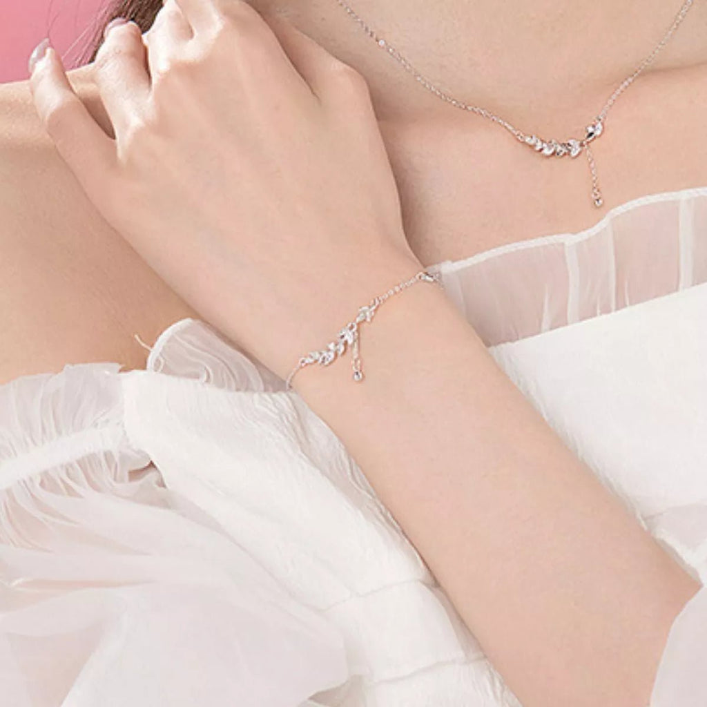 925 Sterling Silver Leaf Bracelet-Jewelry & Accessories - Fine Jewelry - Earrings-Lanamoore