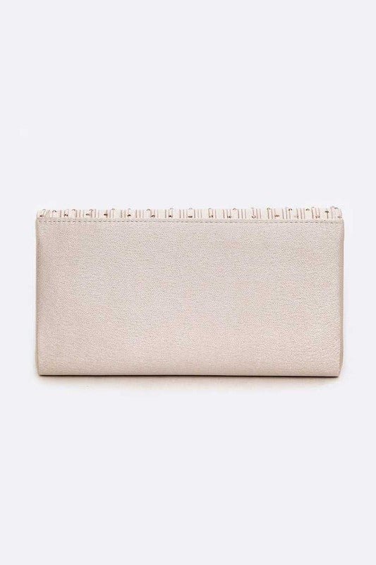 Crystal Pave Pleated Satin Clutch Bag - Lanamoore