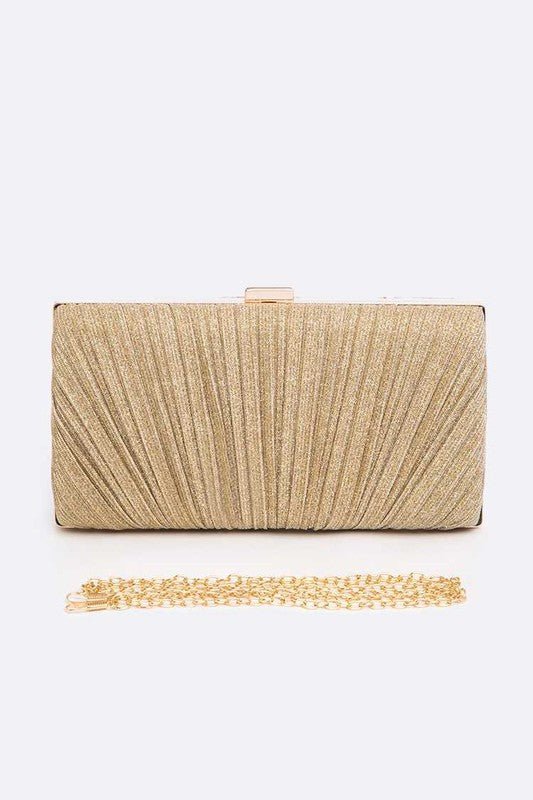 Metallic Pleated Box Clutch - Lanamoore