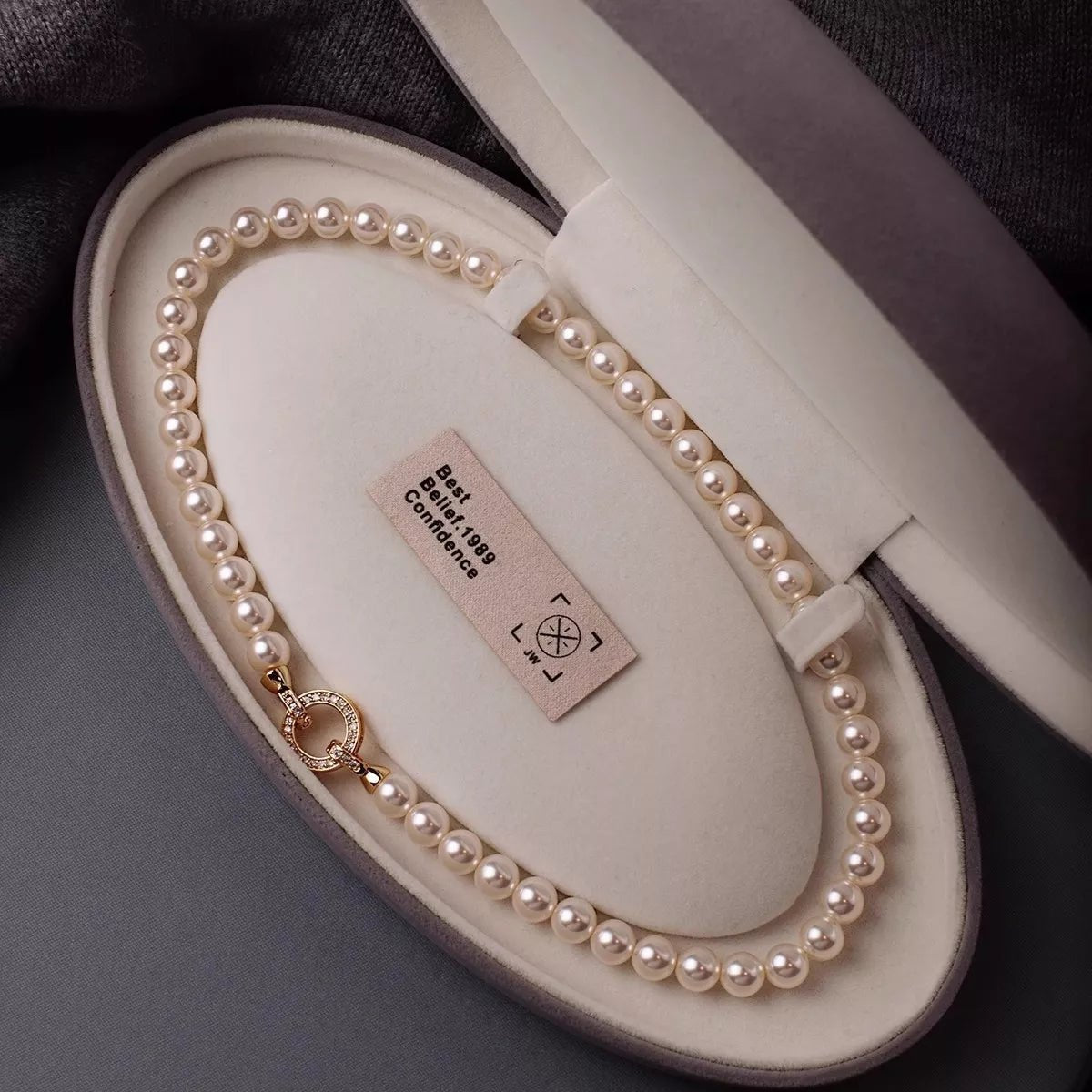 Pearl Necklace with Interlocking Clasp-Jewelry & Accessories - Fine Jewelry - Earrings-Lanamoore