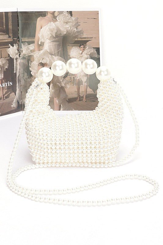 Weaved Pearl Handle Mini Clutch - Lanamoore